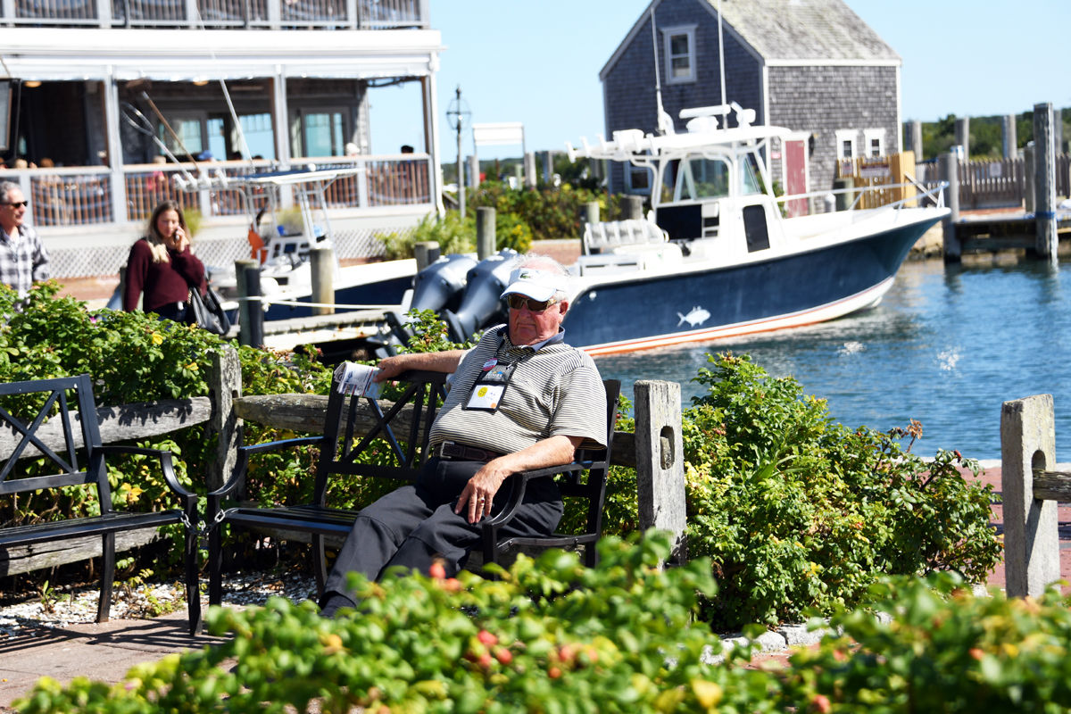227 Gene Anderson relaxed on the harbor while his wife shopped in Edgartown at Martha's Vineyard..jpg